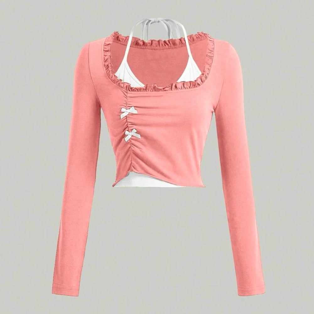 Ruffled Pink Long Sleeve Top
